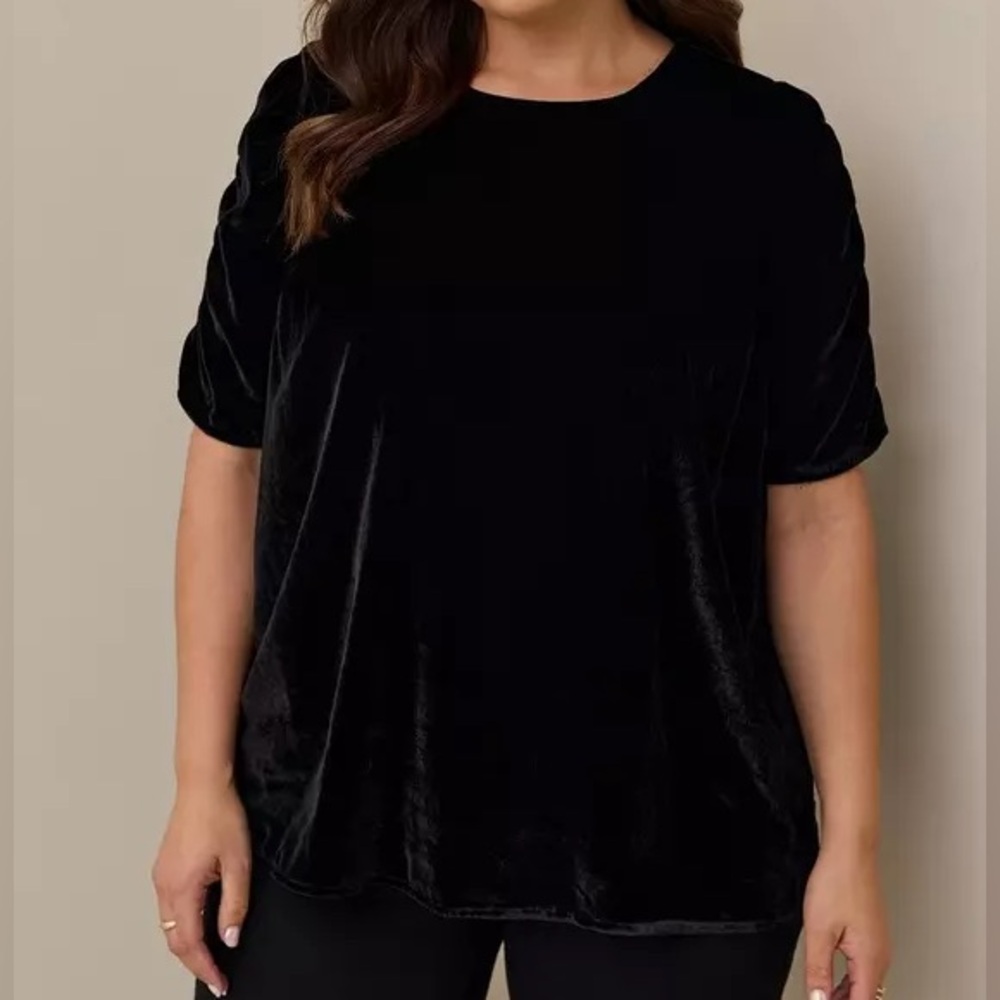 Torrid Velvet Ruched Sleeve Top